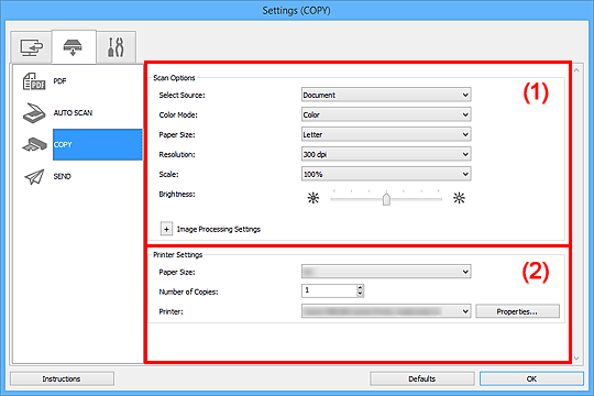 figure: Settings dialog box